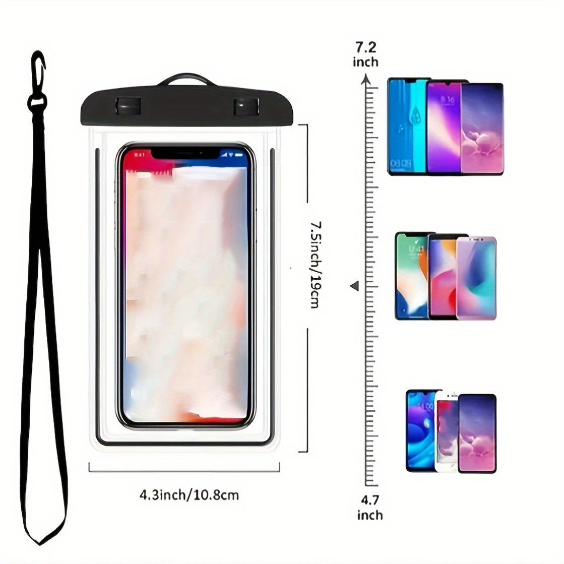 3-Pack PVC Dry Bags with Lanyard - Water-Resistant, Non-Slip, Lightweight Phone Cases with Matte Finish for Beach, Sports, and School Supplies
