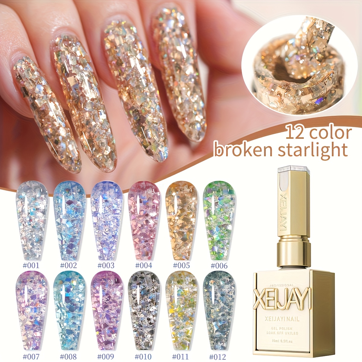   photo frame bottle broken starlight 12 colors 2025 new popular   flash   gel 12   high   gloss firm and long lasting nail gel for salon nail nail essential womens holiday gift