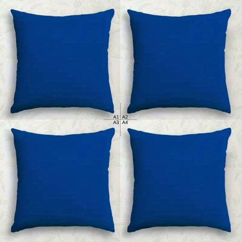 TEMU 4pcs Set, 2d Flat Printing, Blue Minimalist Style Pillowcases (4-pcs), Polyester Material, Modern Fashion Decorative Pillowcases, Suitable For