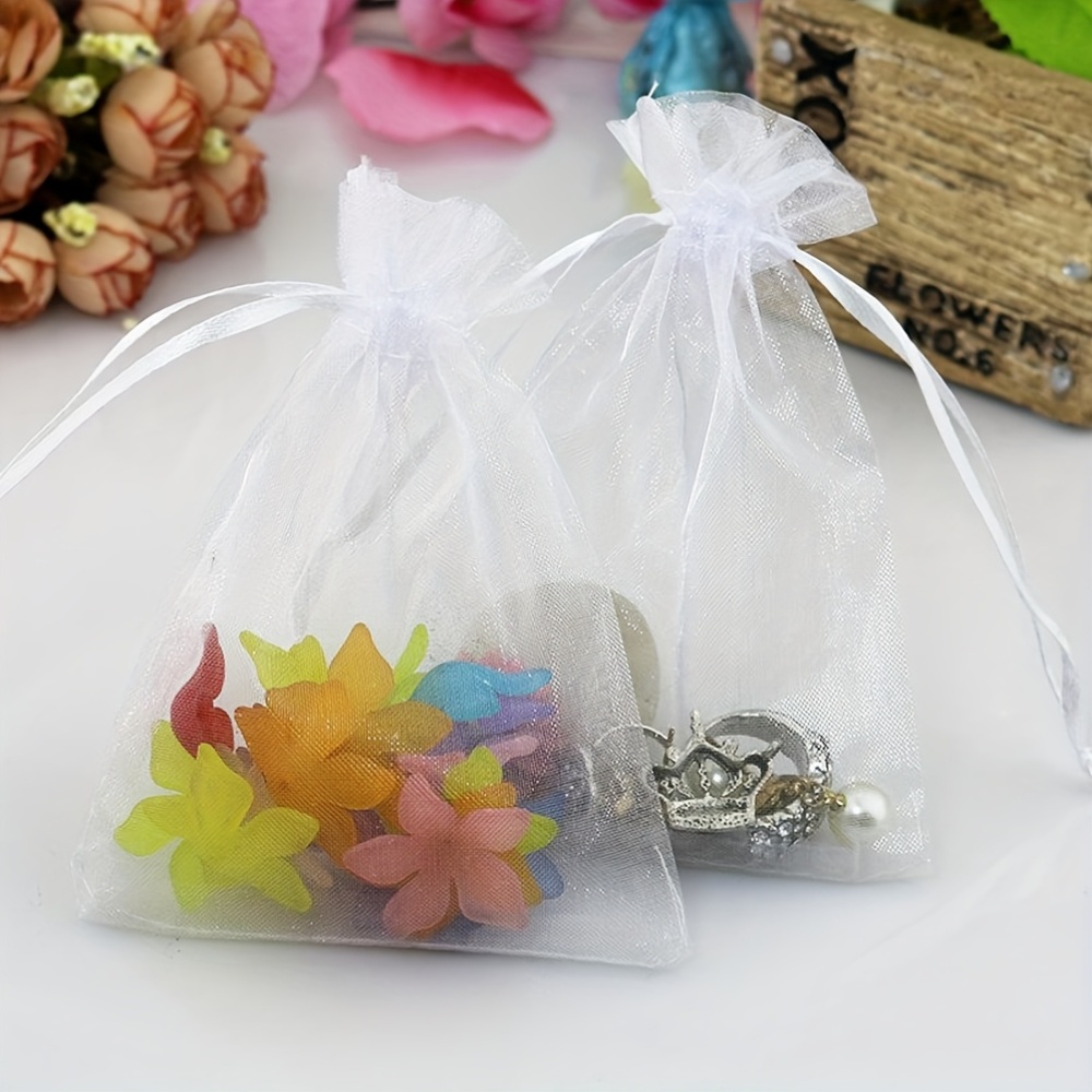 4X6 Inch Sheer Organza Drawstring Bags, 10pcs for Gifts