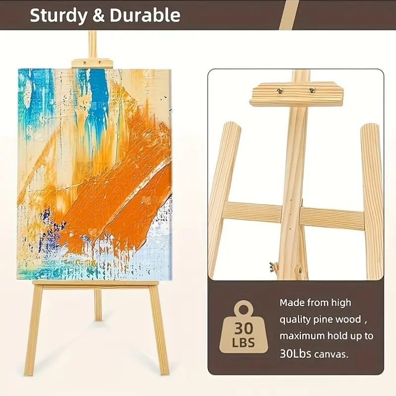 Tela Da Dipingere Bakaji Con Cavalletto - 30x23 Cm, Legno, Per Olio E Tempera - Foto 3