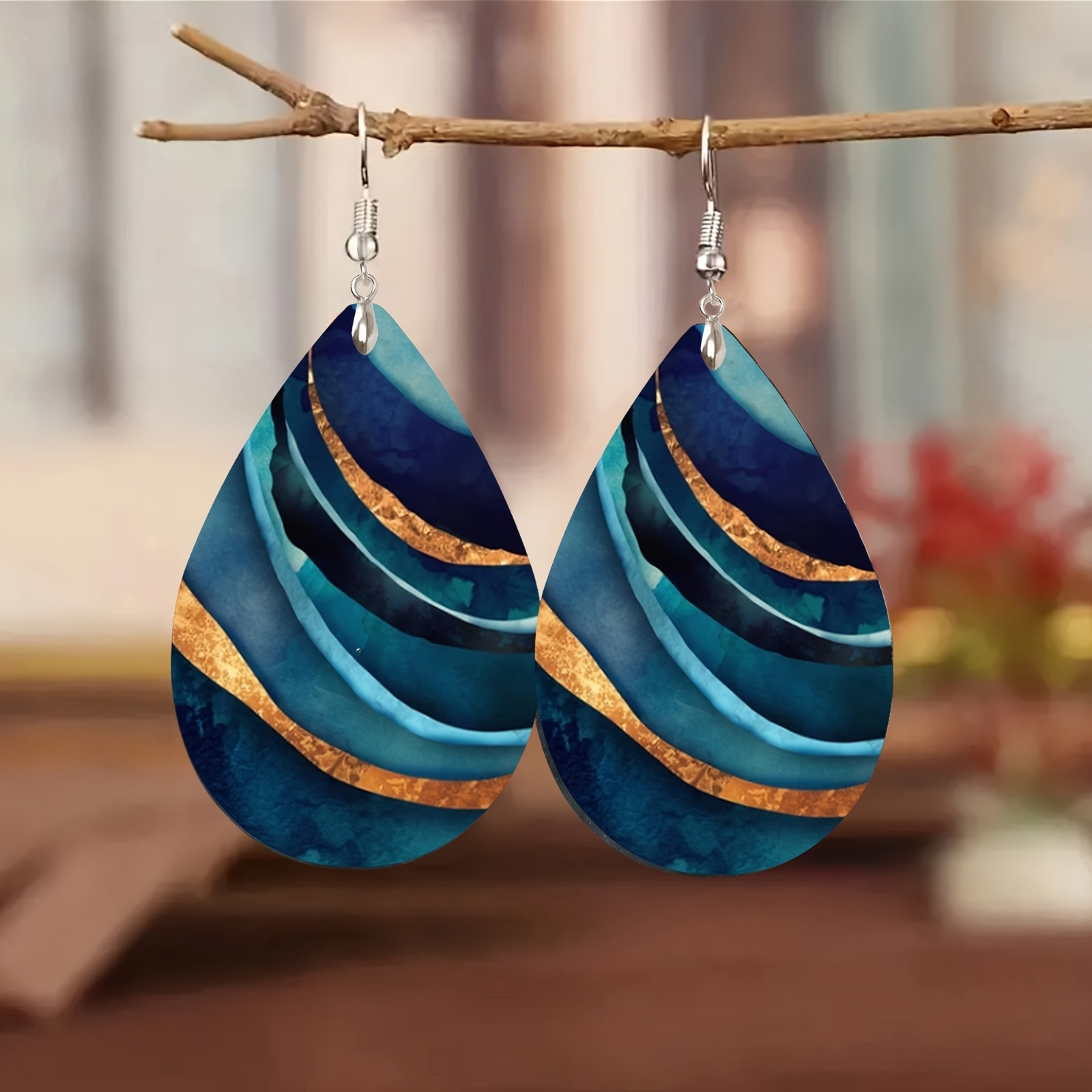 

1 Pair Elegant Blue Patterned Stainless Steel Artificial Leather Earrings, Infinity Theme, December Birthstone, Steel Ear Needle, Fashionable Daily & Vacation Wear, Valentine's Day Gift, Suitable