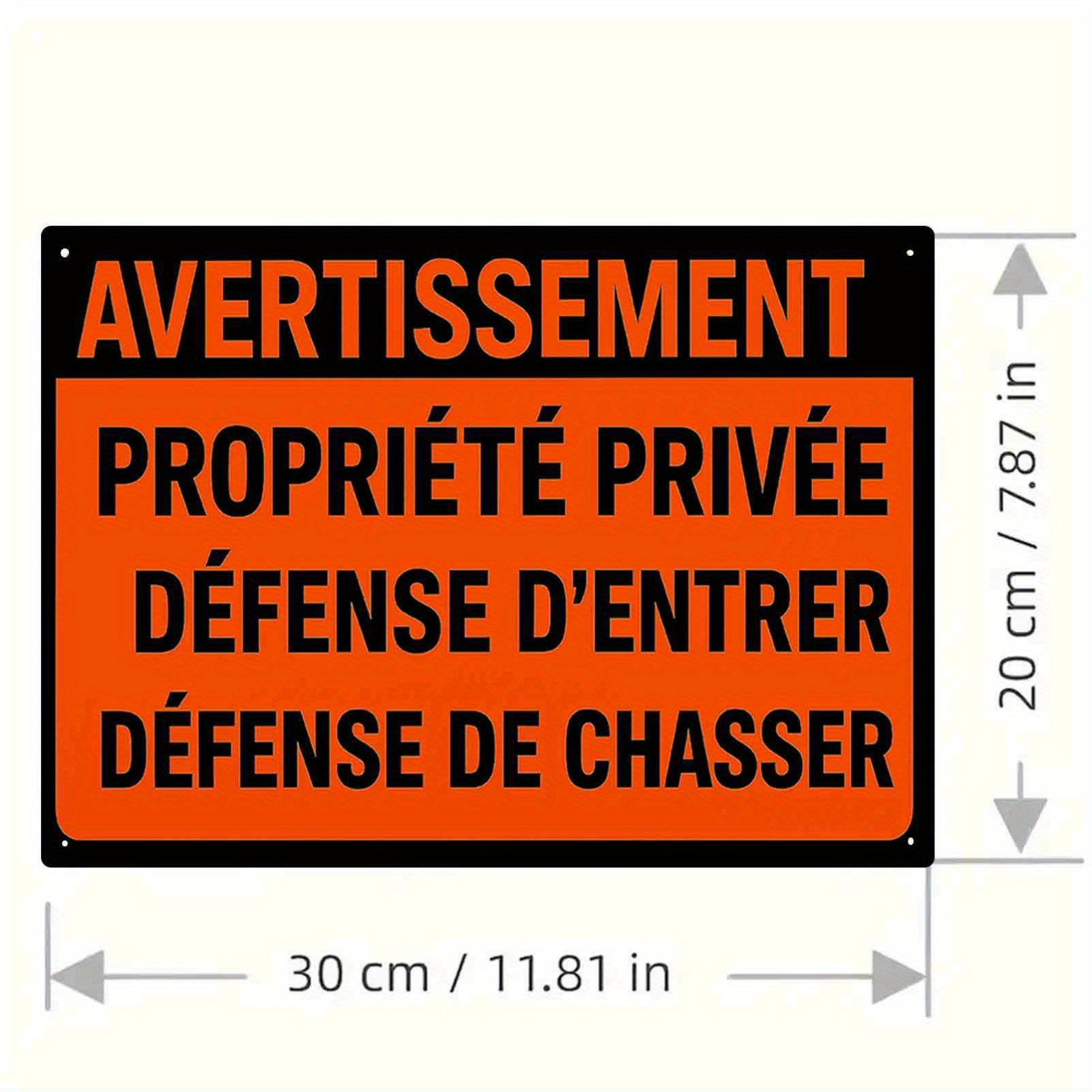 TEMU Plaque métallique 2D plate, 1 pièce, panneau français vintage interdisant l'intrusion et - Pour propriété privée, avec un design rétro orange et