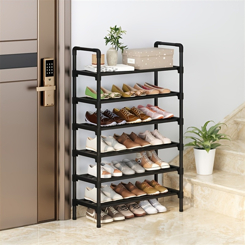 1*-Tier Shoe Rack Set, Large Capacity Metal Plastic Storage Organizer,  Easy Assembly Disassembly, Iron Floor Mount, Fits Ro