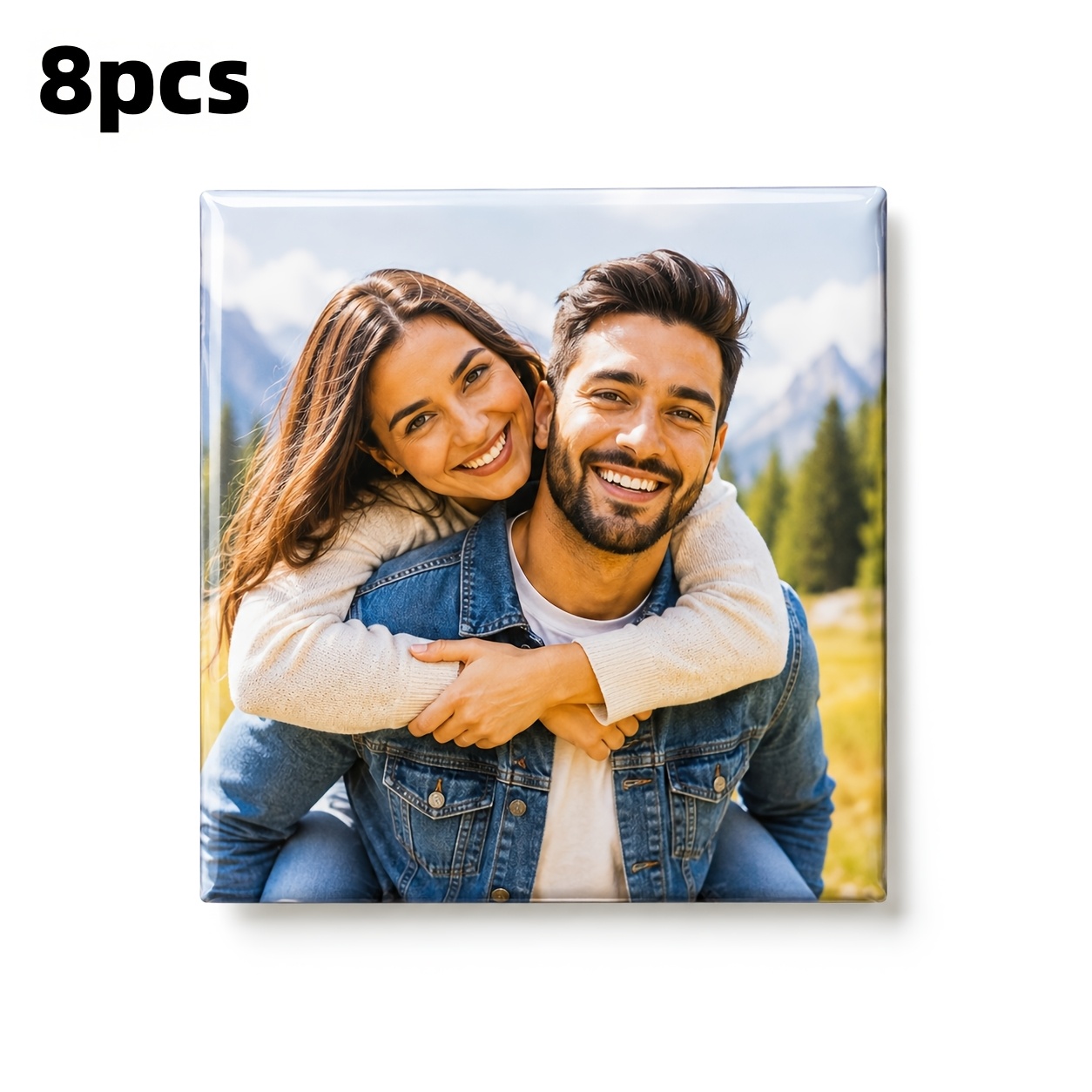 TEMU 8pcs/sct Custom Photo Fridge Magnets, 5x5cm Square Magnetic Stickers, Suitable For Home Decoration, Party Gifts, This Creative Fridge Magnet