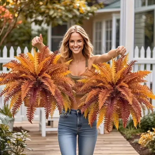 3pcs large artificial autumn paisley hanging ornaments vibrant in and golds no maintenance required fade resistant home office wedding garden porch decor versatile indoor outdoor greenery for potted plants and hanging display artificial outdoor plants for patio thanksgiving st patricks day fall decorations for home porch decoration vibrant fall display no maintenance required