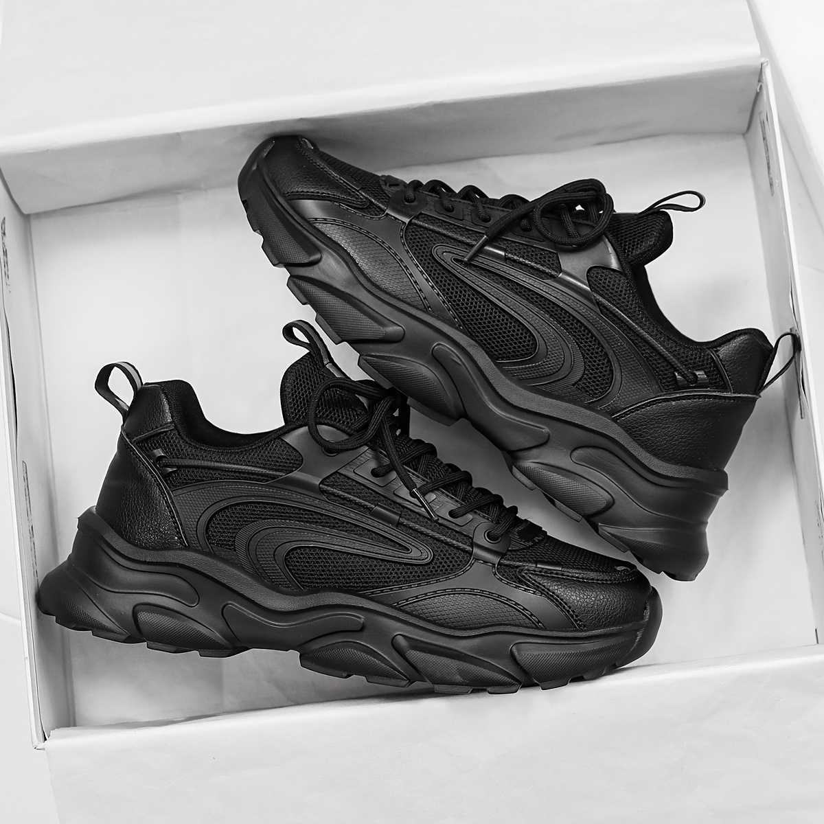 E-shop Lässige Herren Schnür-Sportschuhe, einfarbiger minimalistischer Outdoor-Freizeit-Laufschuh, leichte Herrenschuhe, Vati-Schuhe, Trainingsschuhe,