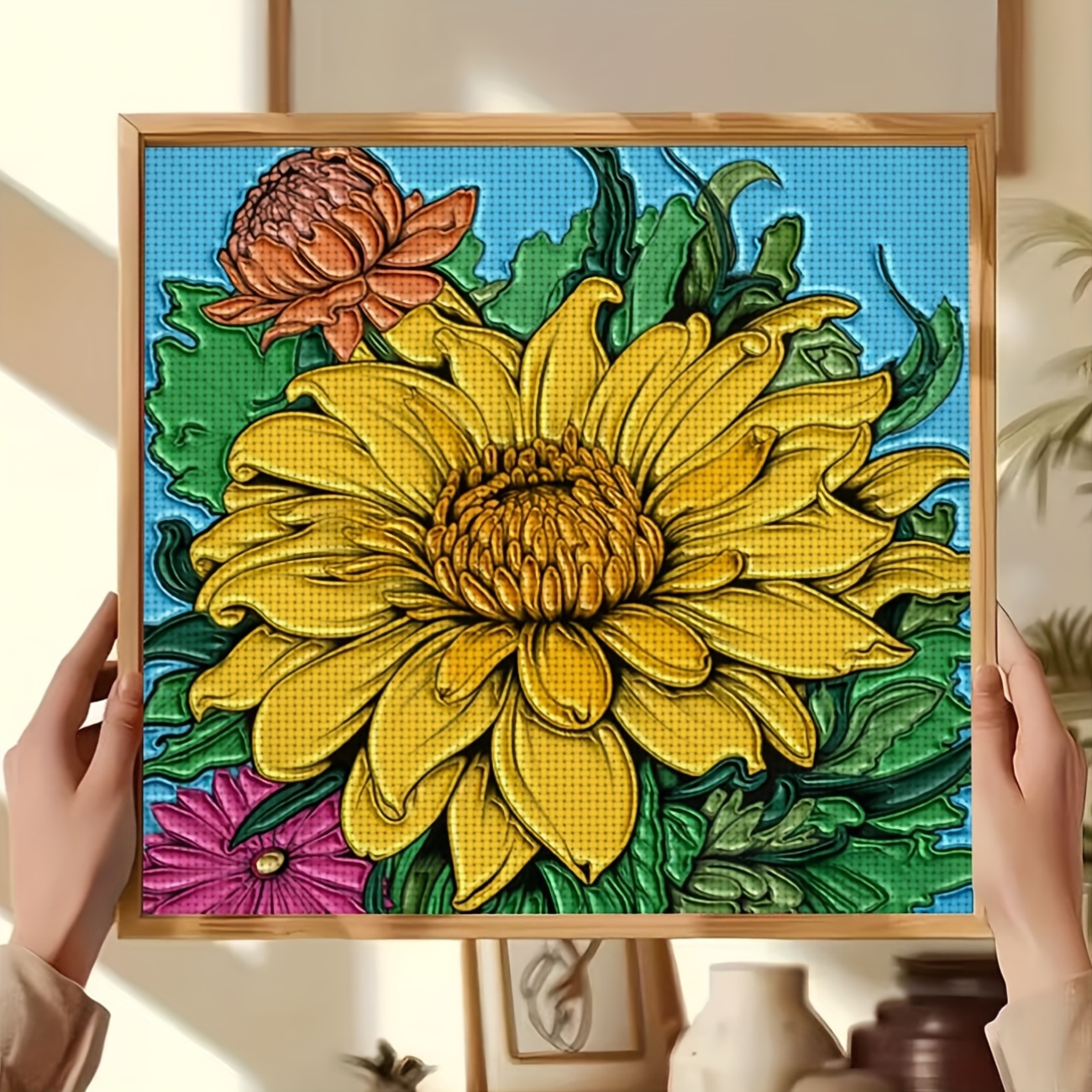 Colorful Floral Cross Stitch Kit, Frameless, Ideal for Beginners