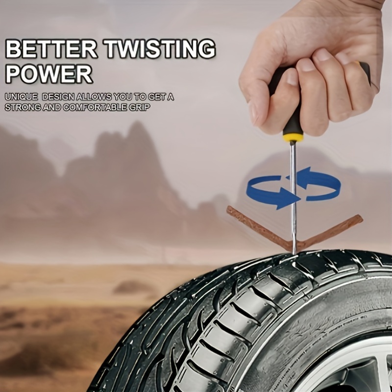 25-in-1 Emergency Tire Repair Kit with Screwdriver, Tire Repair Glue, Self-Tapping Screws, Repair Plugs & Portable Storage Bag - No-Tools Tire Repair System for Cars, Trucks, Motorcycles - Includes Tire Pressure Gauge, Tire Plug Gun, Tire Plug Kit