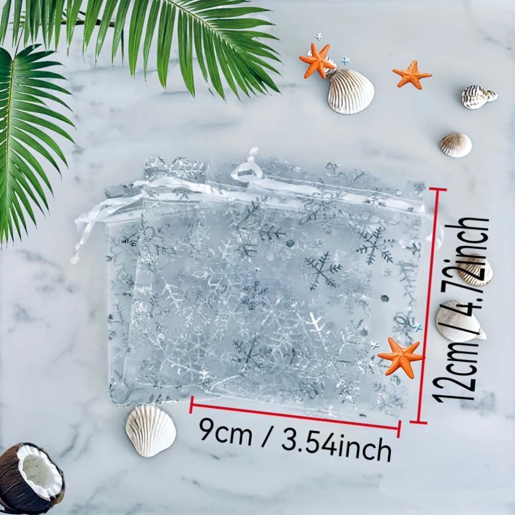 TEMU 10/20/50pcs Snowflake Jewelry Gifts, Packaging And Storage Bags, Gift Bags, Nylon Bags For All Kinds Of Festival And Birthday Gifts, Romantic