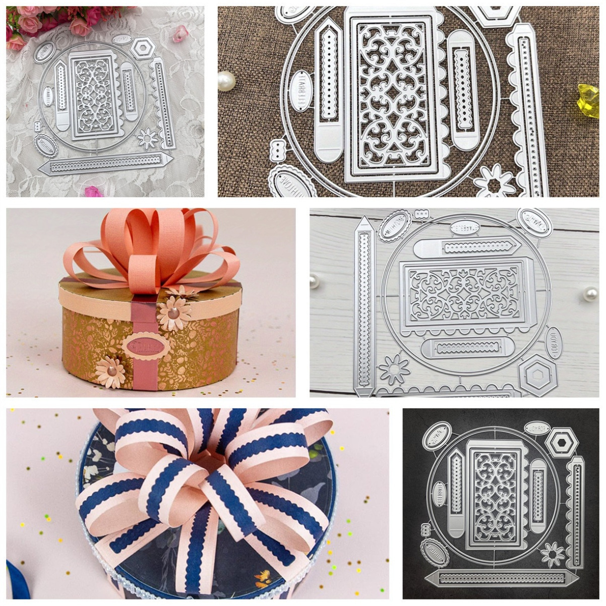 9 pezzi Etichetta regalo Fustelle in metallo con fori Cornice Fustella Set Goffratura Scrapbooking Stencil Modello Carta Album fotografico Decorazione Carta Fai da te - Italia