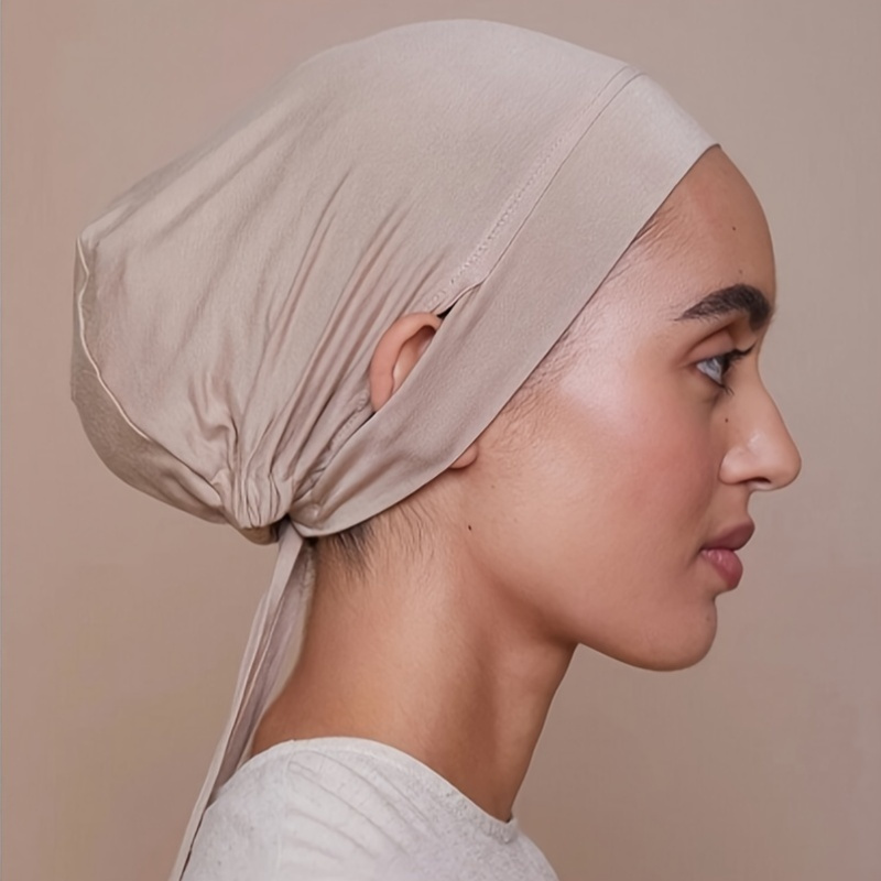 1 3pcs womens muslim headscarf breathable lightweight fitted ear hole base cap daily   convenient suitable mothers day gift