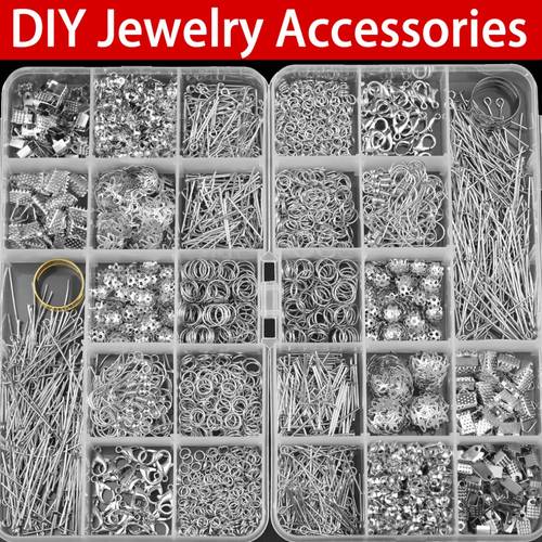 650pcs 15 grid jewelry making kits golden including 9 shaped needles t shaped needles open jump rings rings double crimp beads lobster clasps spacer beads ball end ear hooks clip clasps suitable for jewelry making bracelets necklaces