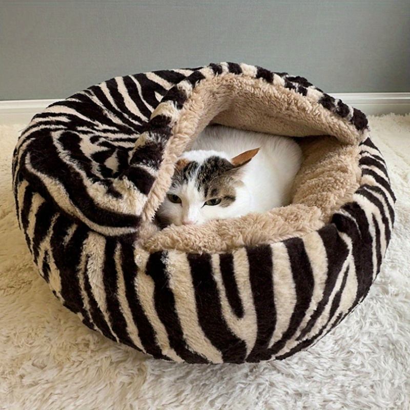 cat nest winter warm enclosed large   thickened cat house autumn and winter lamb round cat sleeping bag Product details 1
