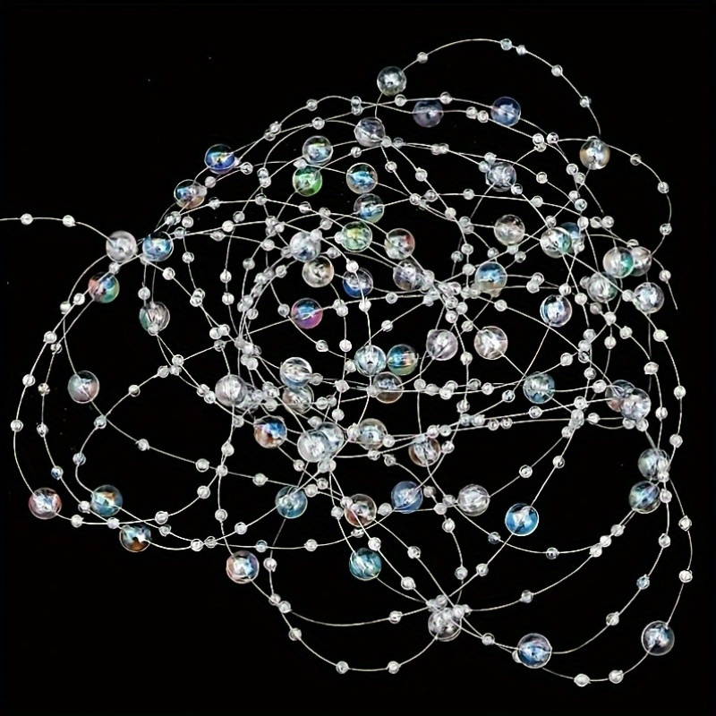 TEMU /118.11 pulgadas/1 Rollo de Cadena de Cuentas de Línea de Pesca Cielo Estrellado 8+3 para Decoración de Ramo de Boda, Utilizado para Accesorios