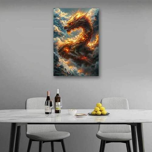 Dragon Forms Vinyl Wall Sticker - Animal Style, Glitter Finish, Self-Adhesive, Single Use, Glossy Animal Print Decor for Living Room, Bedroom, Kitchen, Glass Surfaces