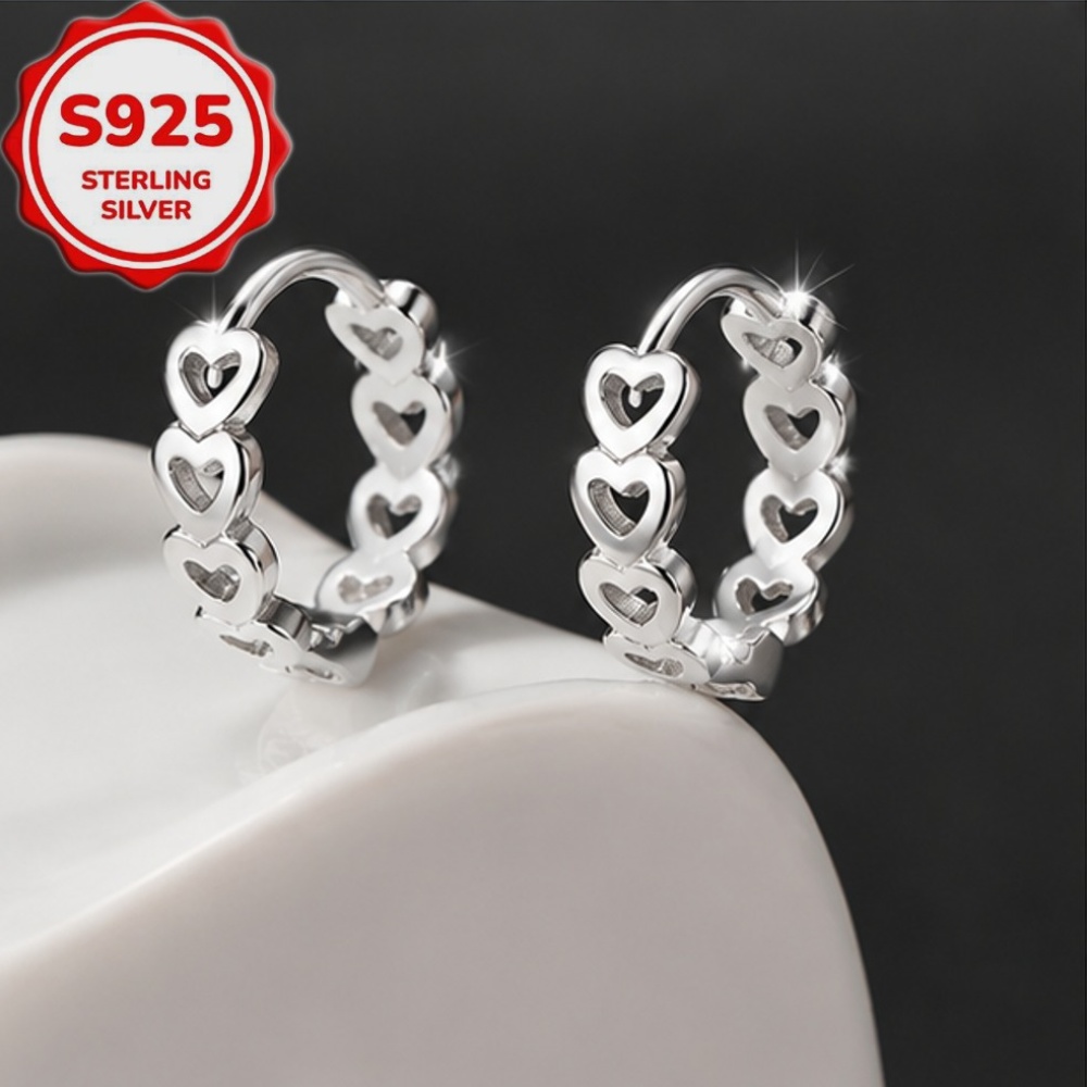 2pcs S925 Silver Hollow Heart Ear Cuffs — Romantic Gift