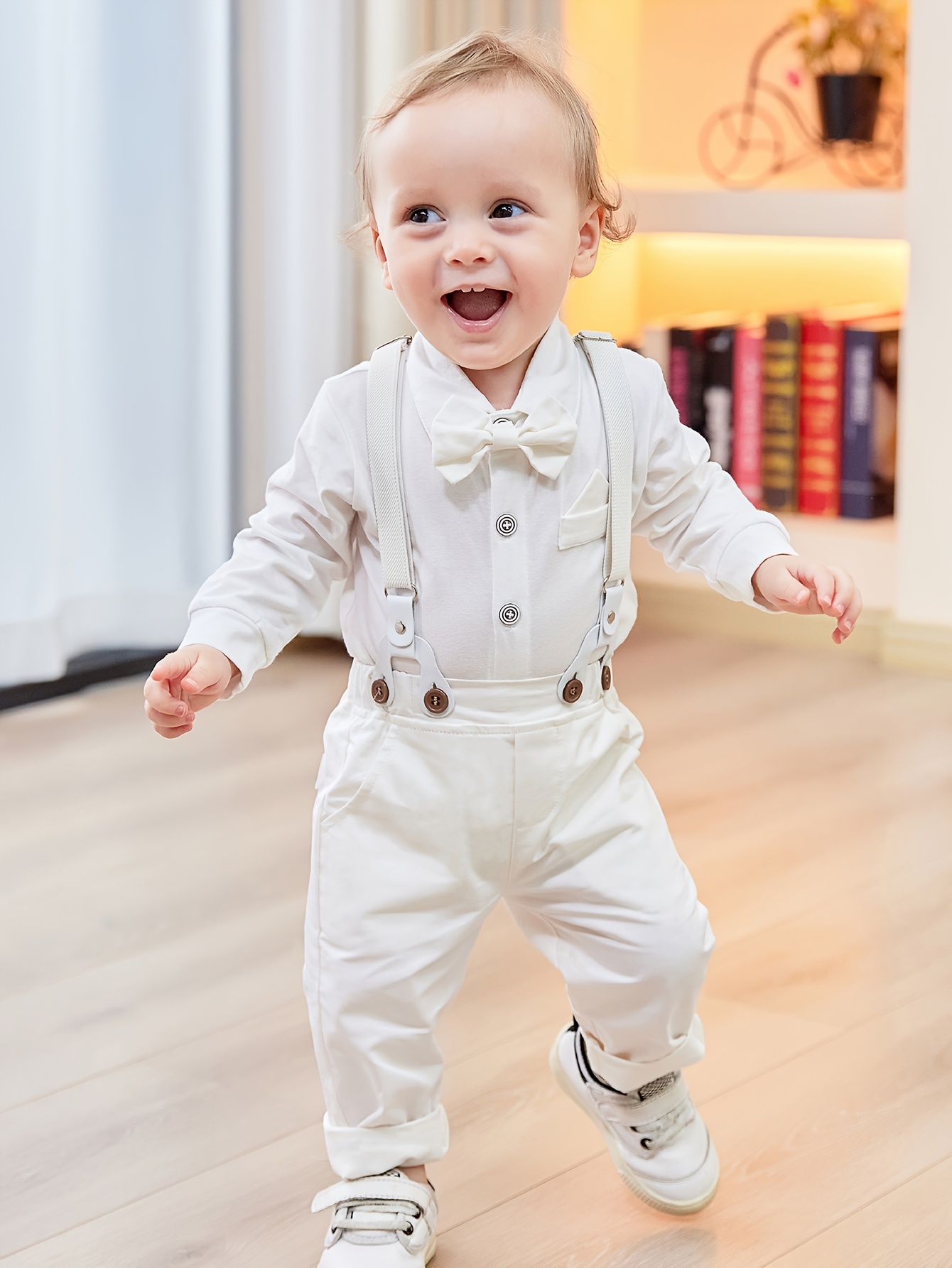 Suspenders Baptism Outfit For Year Old Boy Linen Christening Suit