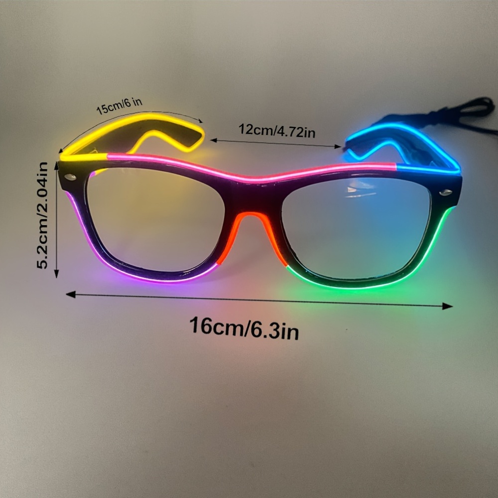 1 Set de Ochelari LED Colorati cu Efect de Lumina, Ochelari Fluorescenti pentru Petreceri, Design Multicolor Segmentat cu Efect de Lumina, Adaugeri Esentiale pentru Petreceri la Festivaluri de Muzica EDM, Halloween si Cosplay (Fara Baterii)