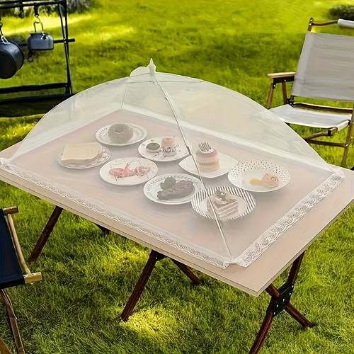 zgv large thick mesh food cover for dining table portable dustproof and kitchen gadget with elegant lace trim outdoor bbqs outdoor dining cover decorative table cover durable mesh cover non food contact