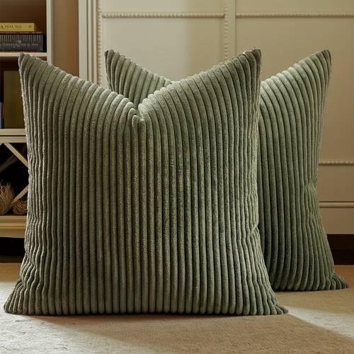 2pcs soft velvet throw pillow covers striped decorative cushion cases with zipper closure orange striped design machine washable polyester style for living room bedroom sofa home decor decorative pillows classic pattern