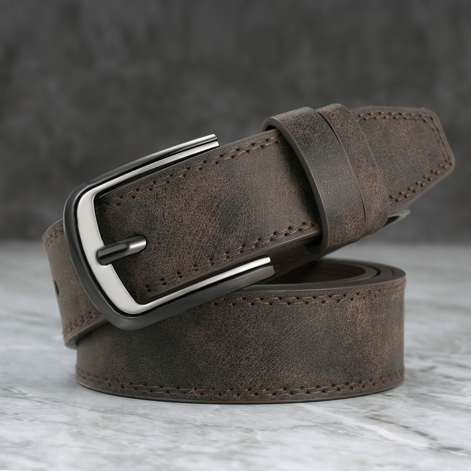 Stylish Wide Stitching Alloy Buckle Belt for Men - Durable, Adjustable, and Comfortable Accessory for Jeans and Trousers - Perfect for Daily Wear, Sports, and Casual Occasions