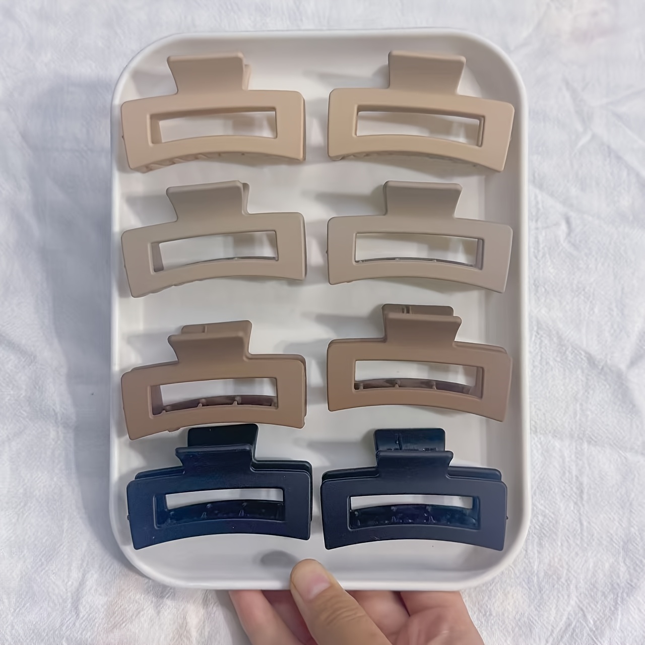 TEMU 8pcs Matte Non-slip Vintage Hair Clips - Women's Elegant Rectangle Claw Clips, , Suitable For Thin And Thick Hair, , Must-have For