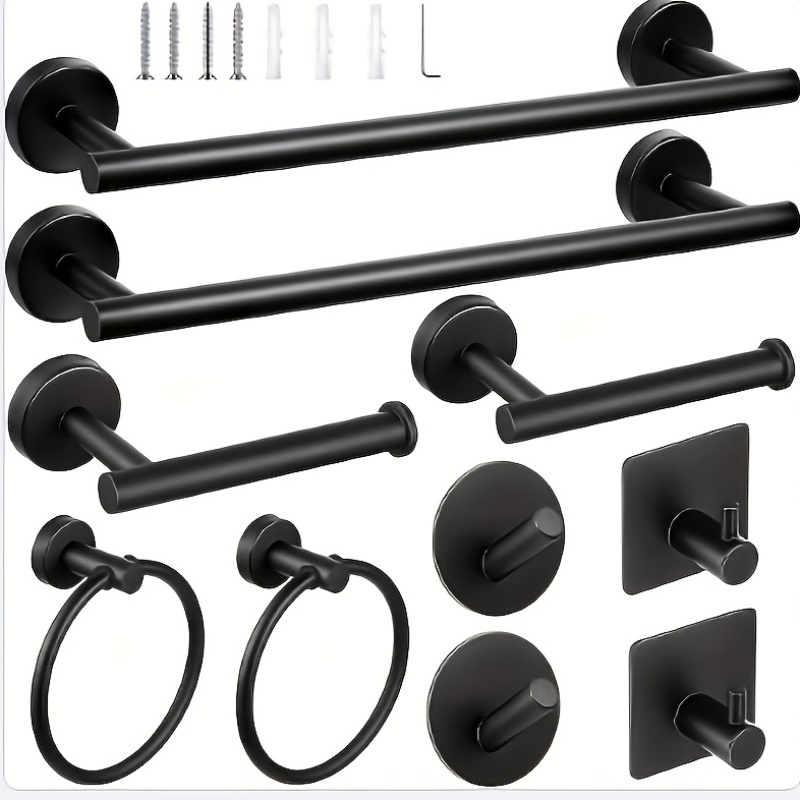 matte black bathroom accessories bathroom hardware set sus304 stainless steel bathroom towel bar set with 24 inch towel holder 2 towel hooks toilet paper holder towel ring