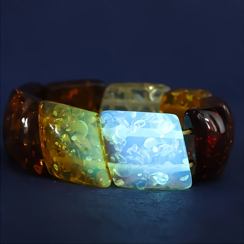 Amber Bracelet Multi-Treasure Hand Row, Unique Design