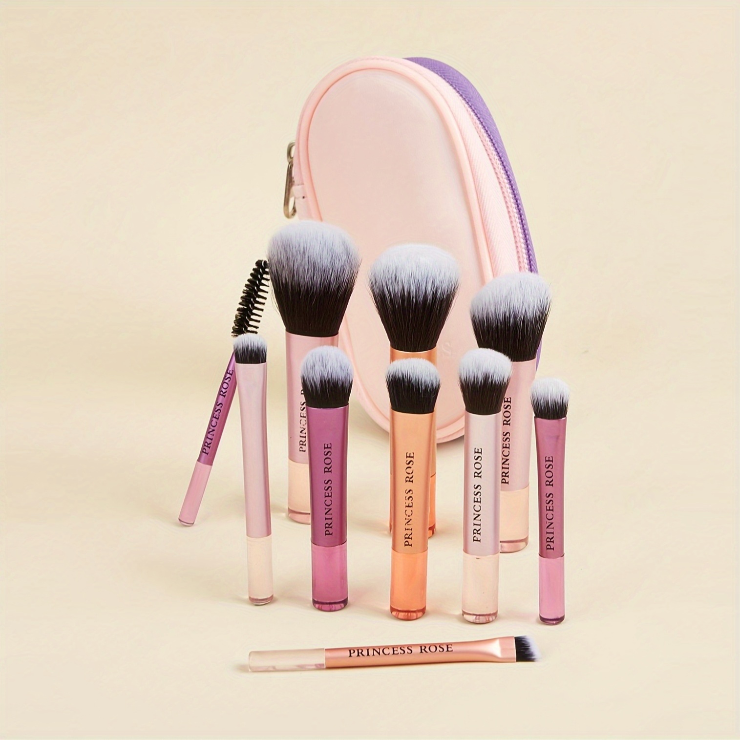 juego brochas maquillaje portátiles princesa rosa estuche Temu - Main Image