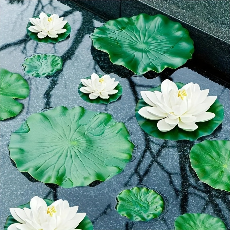 

Set Of 5 Eva Artificial Lotus Flowers With Lilies Pad - Realistic Floating Foam Water Lily For Home Garden Pond, Room, Front Patio, Pathway Decor, Summer Party & Backyard Decoration
