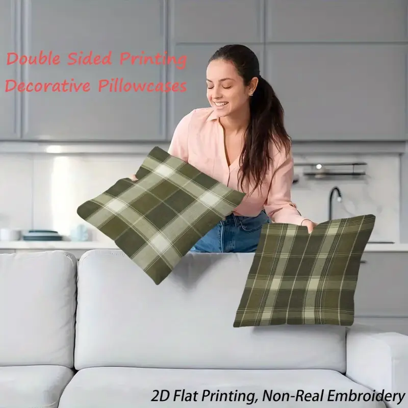 4pcs pillowcases double sided two dimensional solid hidden zipper soft comfortable game room graduation season and decoration no insert machine washable retro style modern embroidery effect durable fabric easy to c Product details 7