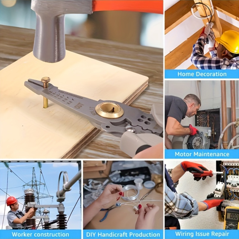 multi functional electricians pliers 1 pack heavy duty wire stripping tool with crimping cutting and clamping features labor saving design metal construction for home renovation electrical maintenance automotive and construction work Product details 5