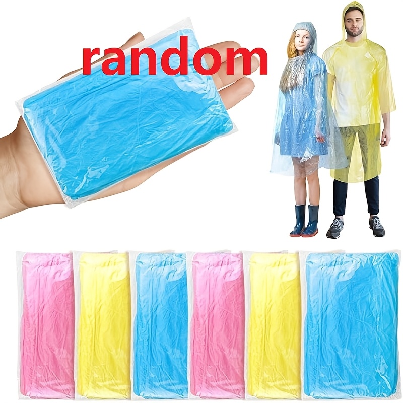 TEMU Random 12pcs Universal Compressed Raincoat - High Quality Pe Material, Pocket-sized And Portable, Suitable For Hiking/camping/fishing, Windproof