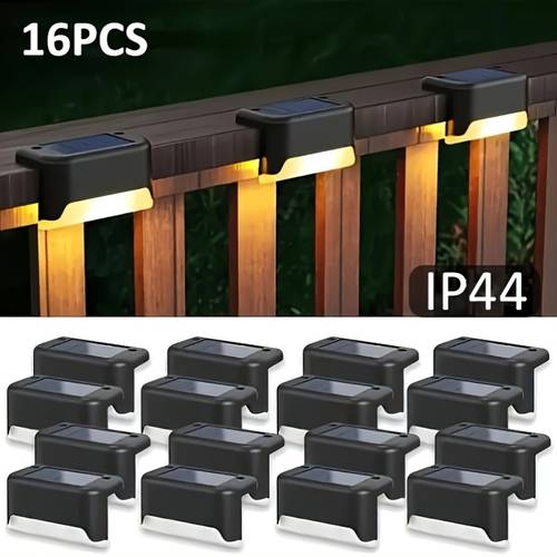 16er-pack solar-außenwandleuchten, led-stufenleuchten, für balkon, terrasse, treppe, , garten, hof, villa, einfahrt, weg –