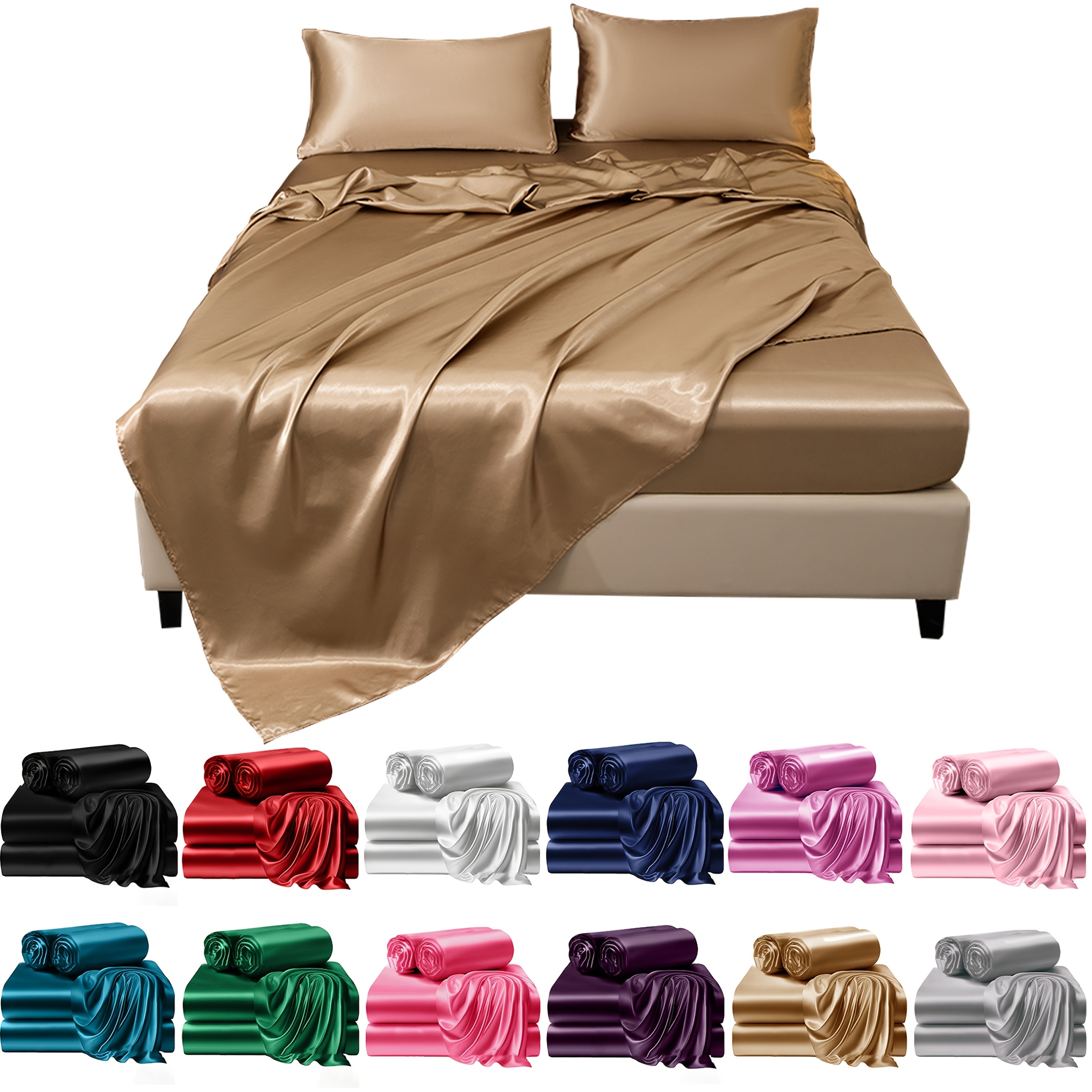 juego de sábanas de   de lujo de   piezas [1 sábana encimera, 1 sábana ajustable, 2 fundas de almohada (sin relleno)]   para el hogar, estilo dormitorio  ,   y antiencogimiento, protector de colchón lavable a máquina