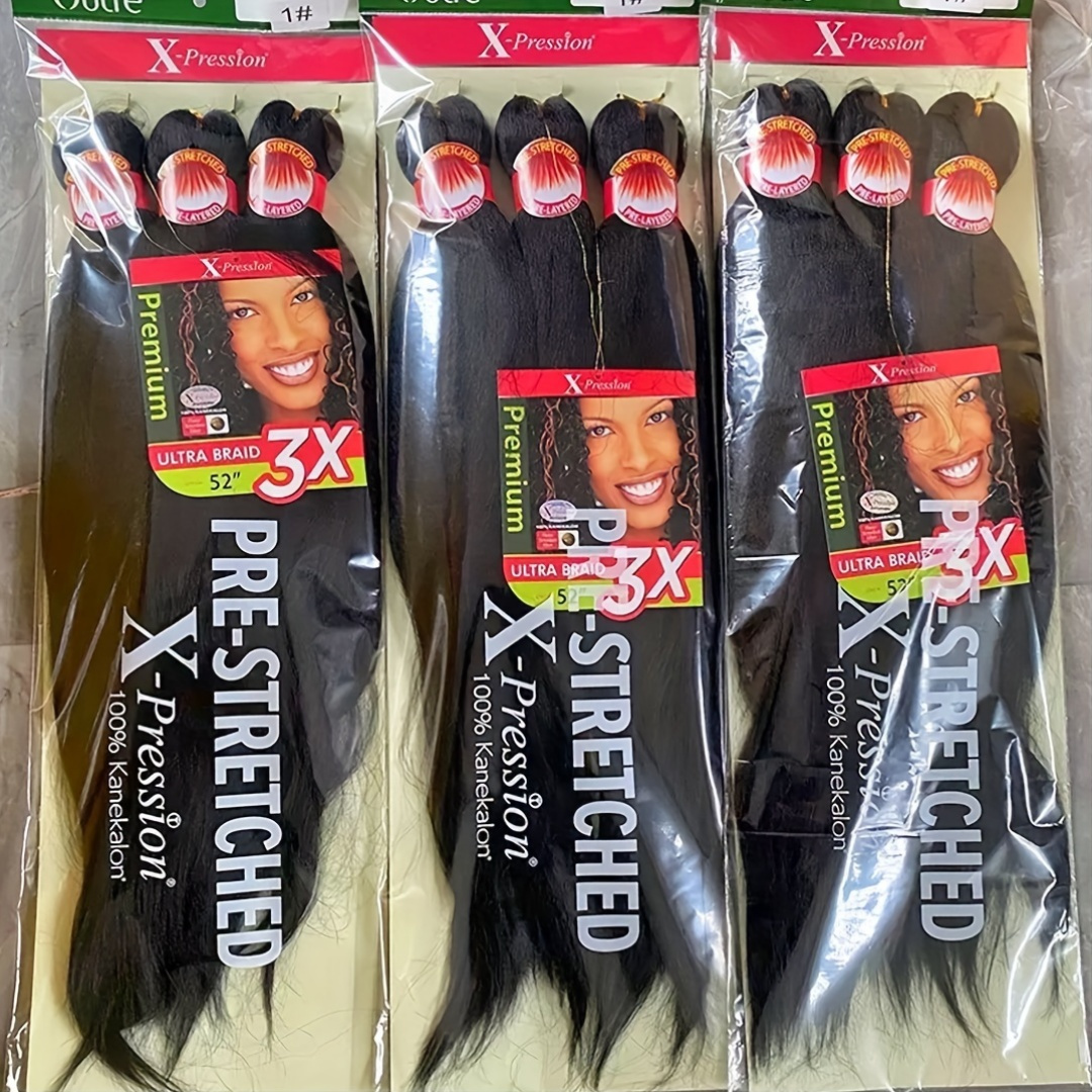     pre stretched braided hair 3x   58 inches kanekalon fire resistant smooth cornrow weave synthetic crochet hair extensions for men and women all   details 1