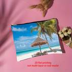 1pc tropical womens cosmetic bag portable travel toiletry organizer with 2d flat print durable polyester ideal for colleagues perfect birthday gift 6 5x8 9 inches beach bag