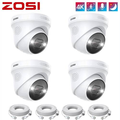 4k 8mp security poe outdoor camera with cat5e ethernet cable and