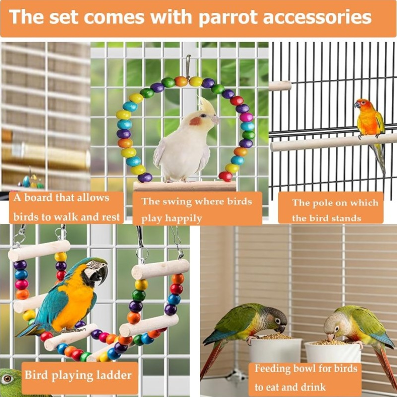 Bird Cage, 101.6cm Large Bird Cage, 2-Tier Widened Movable Parakeet Cage with Wheels, Cockatiel Cage Parrots Conure Budgie Canary Finch Lovebird, Spacious Interactive Bird House with Bottom Tray - Image 4