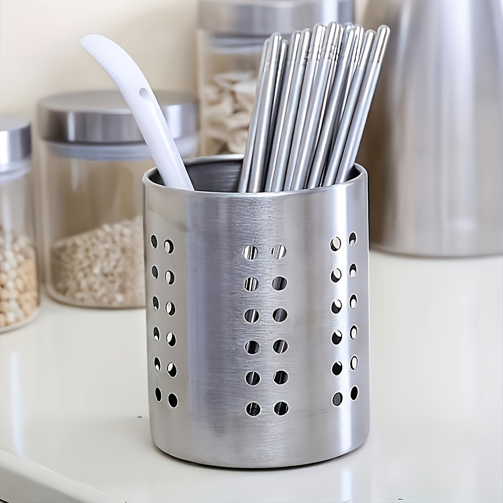Image of Single Utensil Organizer - Made Of Stainless Steel - Cylindrical Shape, , Sturdy - Suitable For Kitchens And Restaurants - Ideal For And Professionals - Built To Restaurant - Enhance Of Your Kitchen