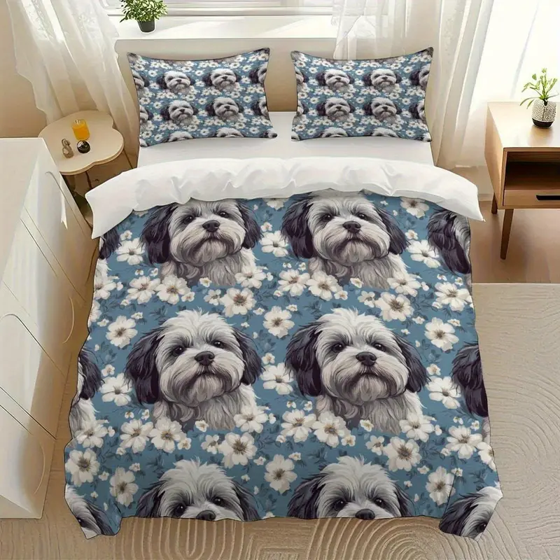 Schnauzer Puppies Schnauzer Bed Sheets Shih Tzu Dog Themed