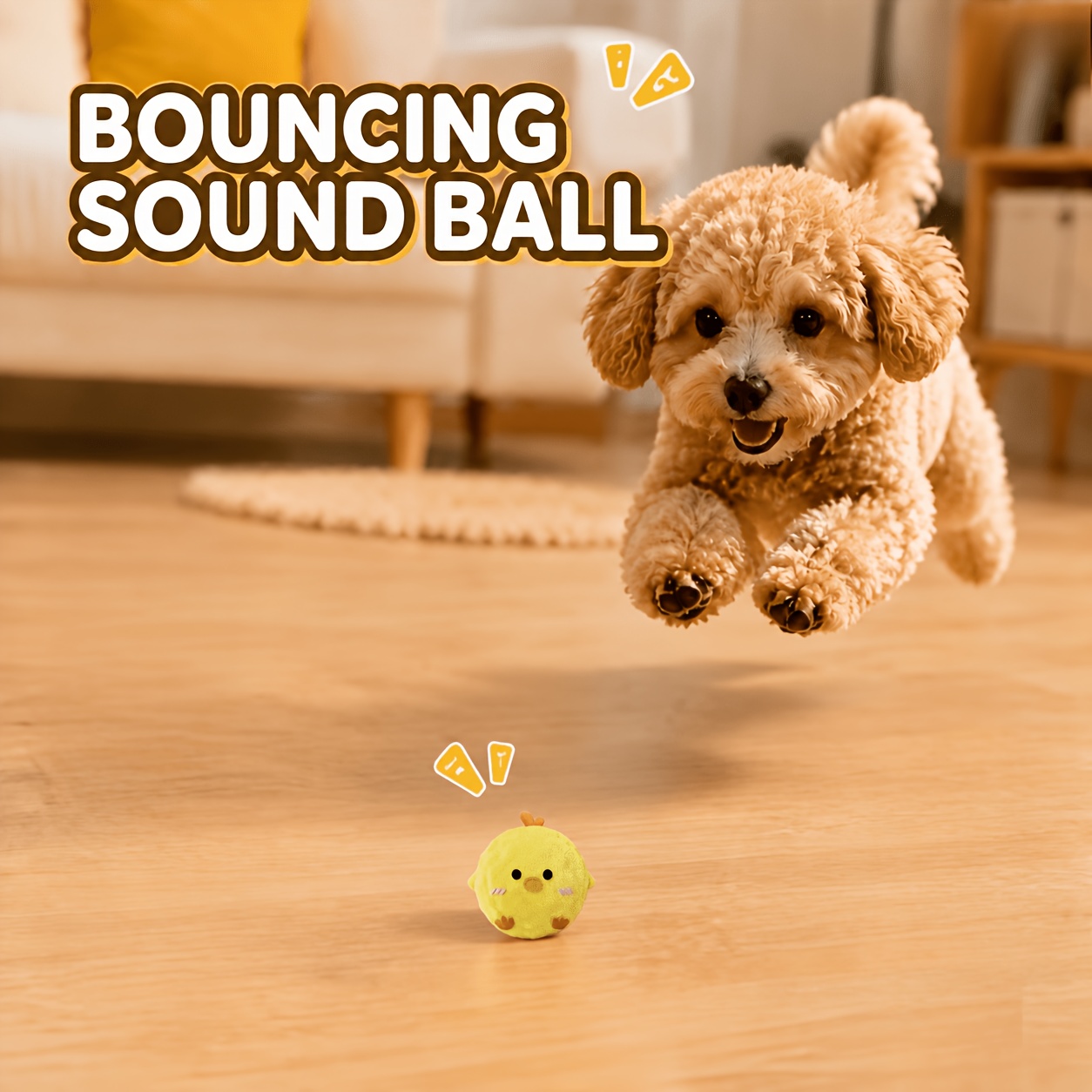 TEMU Balle interactive jaune pour animaux de compagnie, jouet rebondissant à son, de jeu pour chat et chien, peut émettre du son pour et les chiens,