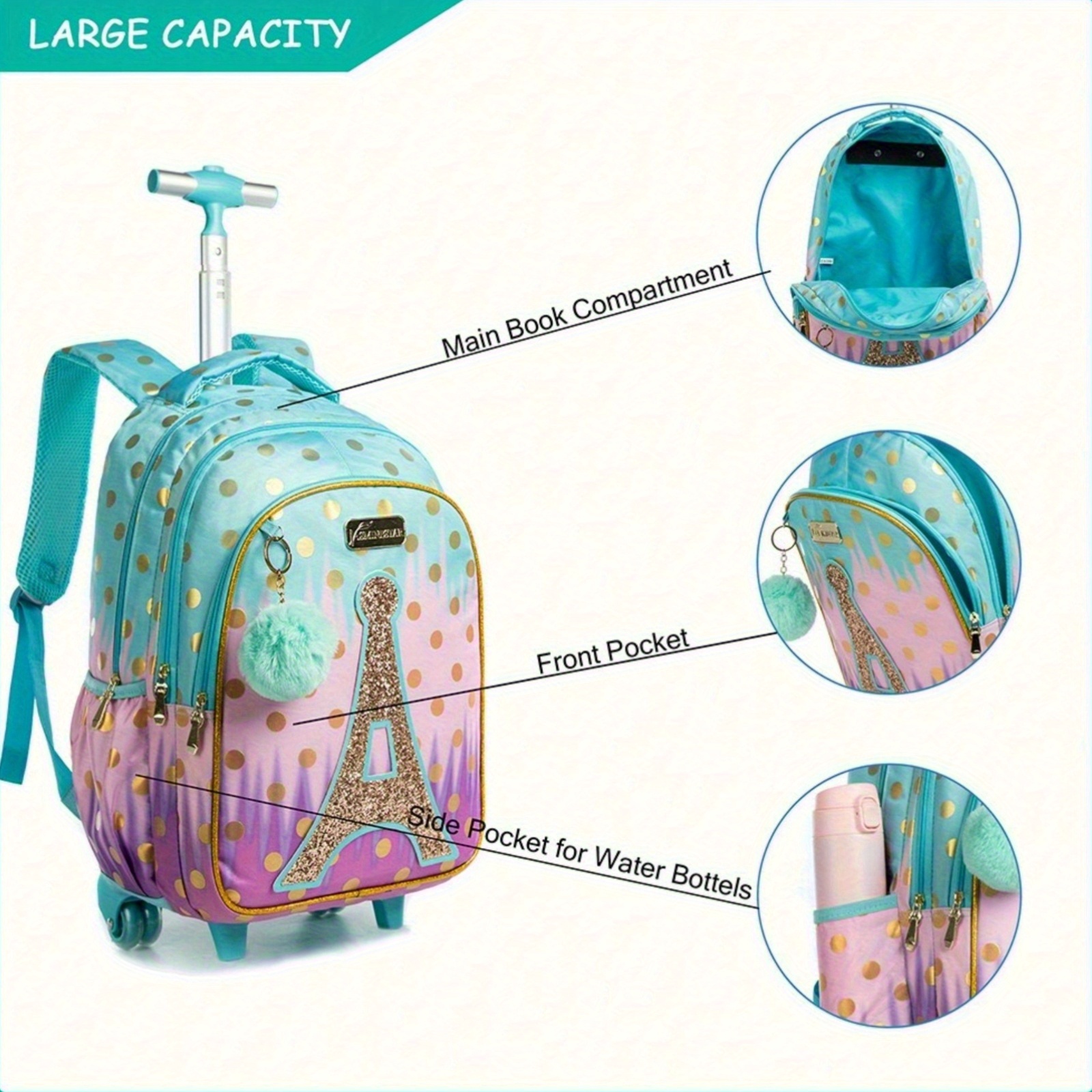 Lightweight rolling backpack for school online