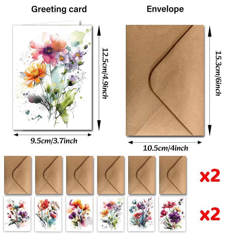 TEMU 24pcs Greeting Cards With Envelopes, Thank You Cards, Wildflowers Card For Teachers Business Coworker Employee Appreciation