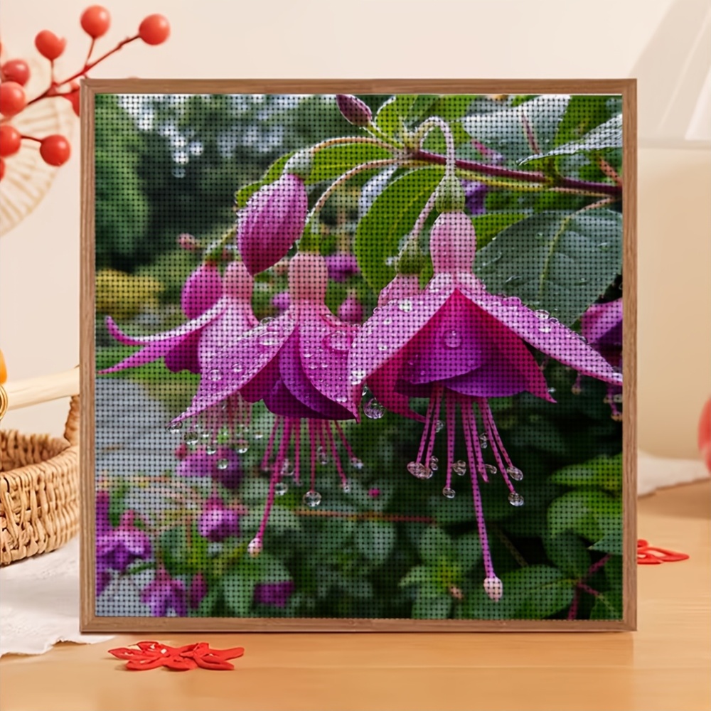 Cross-Stitch Kit Featuring Inverted Bellflower with Dew