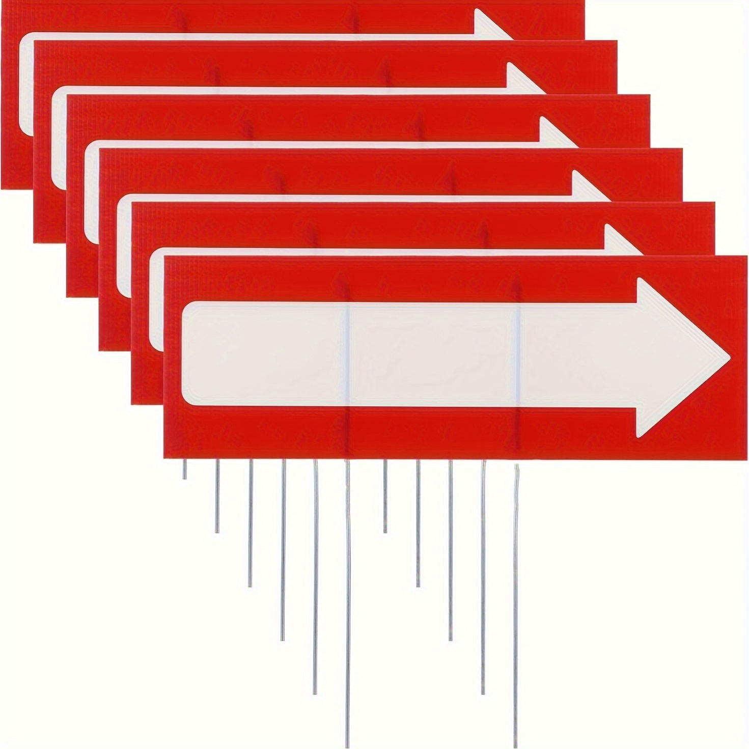6pcs Classic Style Arrow Yard Signs with Stakes - Double-Sided Red & White Directional Writable Signs for Weddings, Birthday Parties, Outdoor Events, Floor Mount, Plastic, Symbol Theme, No Electricity Required