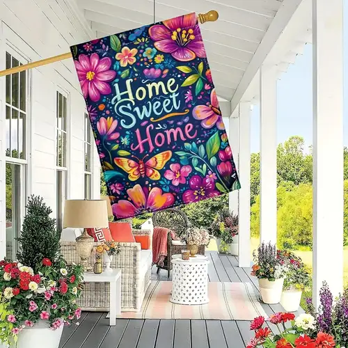 WinCraft Large 28x40 Hanging Flag – 'Home Sweet Home' With Pretty Flower Print, Polyester, Multi-Color