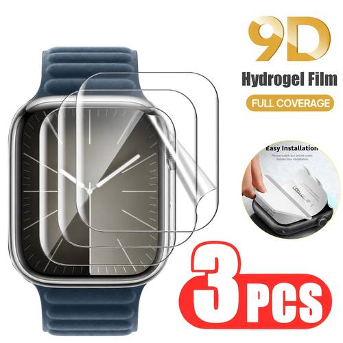Artikelbild 3er-pack pet hydrogel displayschutzfolie für watch, hd klar anti-kratz weiche displayschutzfolie, 38mm 40mm 41mm 42mm 44mm 45mm 46mm 49mm, kompatibel mit series 11 10 6 5 4 3 se ultra 1 2 3, für männer frauen, weihnachts geburtstagsgeschenke