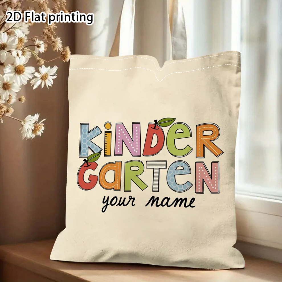 TEMU 1pc Personalized Teacher Tote Bag Custom Name/initials/text - Reusable School Bag Suitable For Educators, School Staff, Daycare Workers, Back To